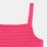 Robe à bretelles détail crochet et volant rose Fille