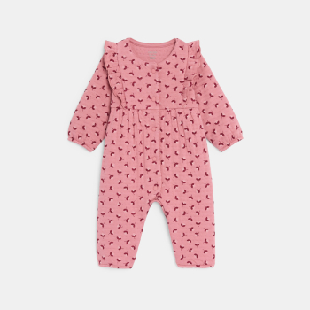 Combi longue fleurie rose bébé fille