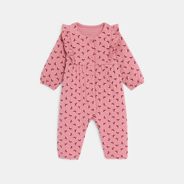 Combi longue fleurie rose bébé fille