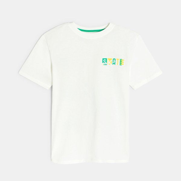 T-shirt manches courtes skate blanc Garçon