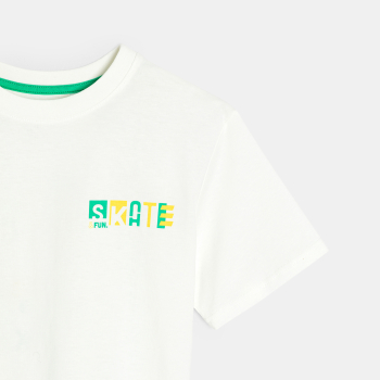 T-shirt manches courtes skate blanc Garçon