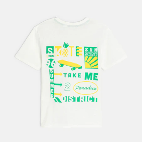 Boy's white short-sleeved skater T-shirt