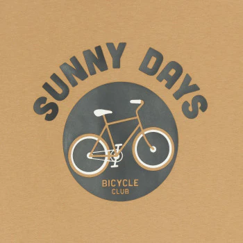 Boy's brown short-sleeve T-shirt with bike design