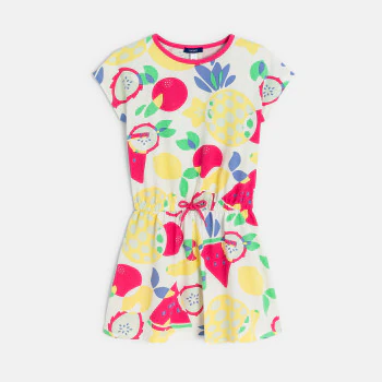 Girl's multicoloured fruit print jersey short dress