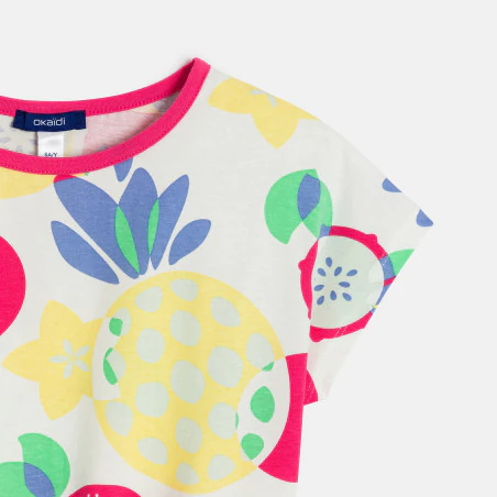 Girl's multicoloured fruit print jersey short dress