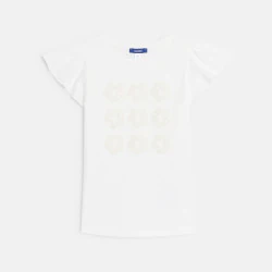 T-shirt manches courtes motif sequins blanc Fille