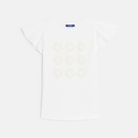 T-shirt manches courtes motif sequins blanc Fille