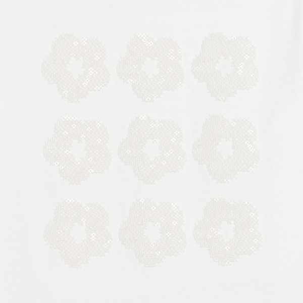 Girl's white short-sleeve sequin motif T-shirt