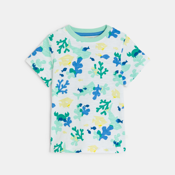 Baby boy's white sea print T-shirt