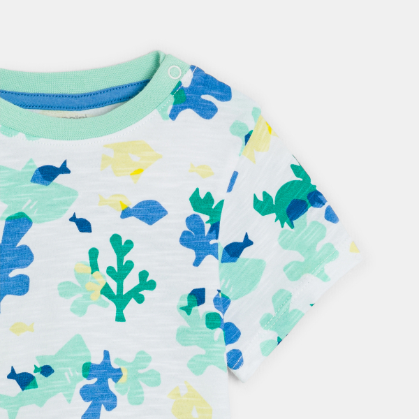 Baby boy's white sea print T-shirt