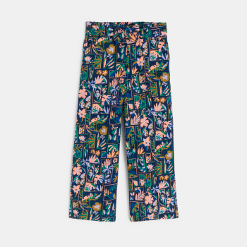 Girl's multicoloured printed wide-legged trousers