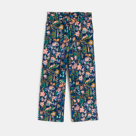 Girl's multicoloured printed wide-legged trousers