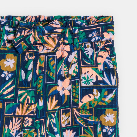 Girl's multicoloured printed wide-legged trousers