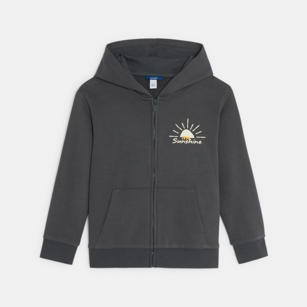 Boy's dark grey hoodie with motif on front and back