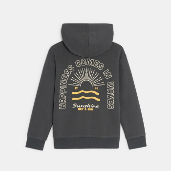Boy's dark grey hoodie with motif on front and back