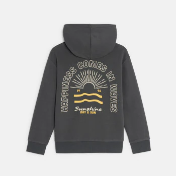 Boy's dark grey hoodie with motif on front and back