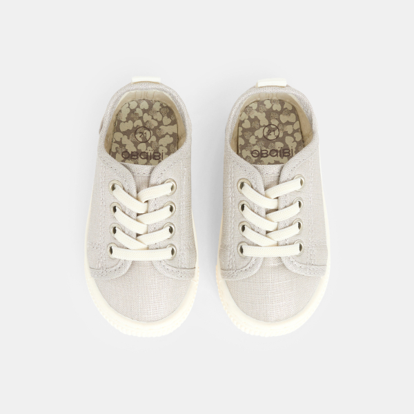 Baby girl's grey canvas trainers
