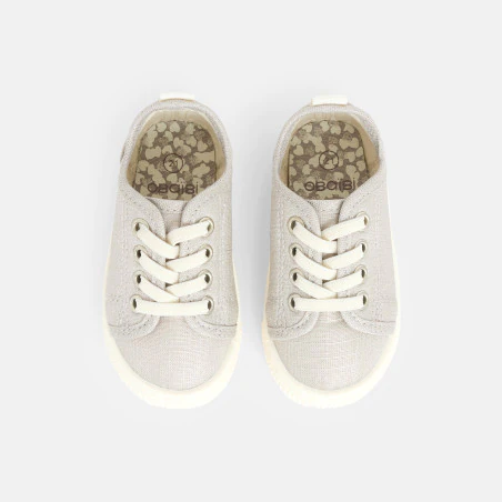 Baby girl's grey canvas trainers