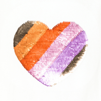 Girl's white short-sleeve T-shirt with magic sequin heart