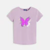 T-shirt manches courtes à sequins magiques papillon mauve Fille