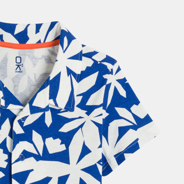 Boy's soft jersey shortie pyjamas in printed blue