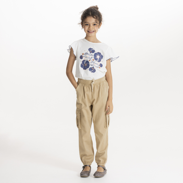 Girl's beige cargo trousers