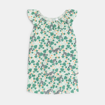 Girl's green printed short pyjamas