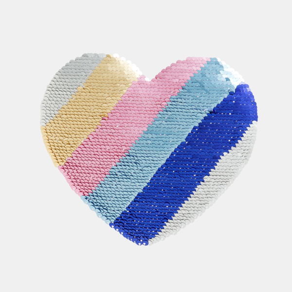 Girl's white short-sleeve T-shirt with magic sequin heart