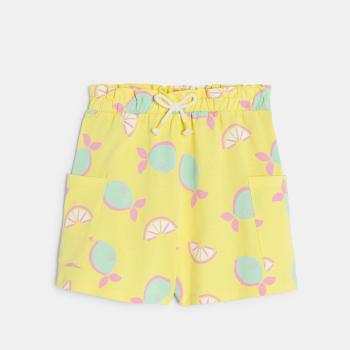 Short en jersey imprimé citron jaune Fille