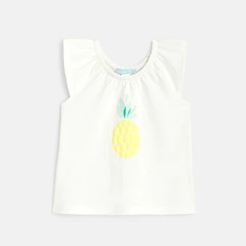 Baby girl's pineapple vest top with elasticated collar and yellow shorts