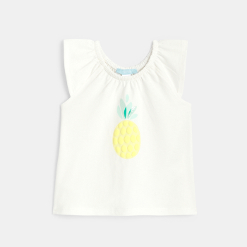 Débardeur ananas col élastiqué et short jaune bébé fille