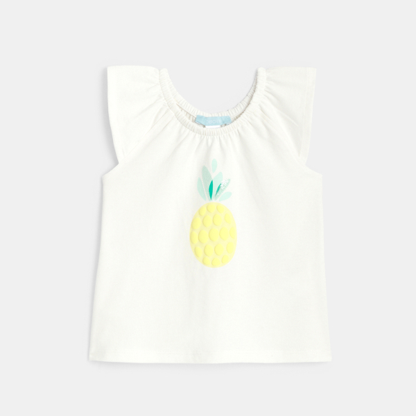 Baby girl's pineapple vest top with elasticated collar and yellow shorts