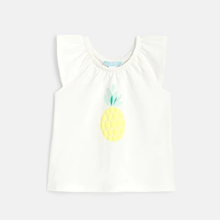 Débardeur ananas col élastiqué et short jaune bébé fille