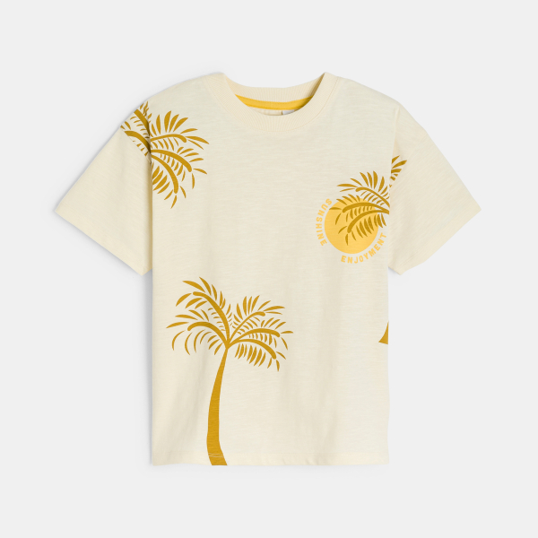 T-shirt manches courtes imprimé beige Garçon