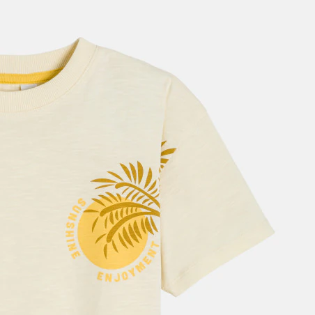 Boy's printed beige short-sleeve T-shirt