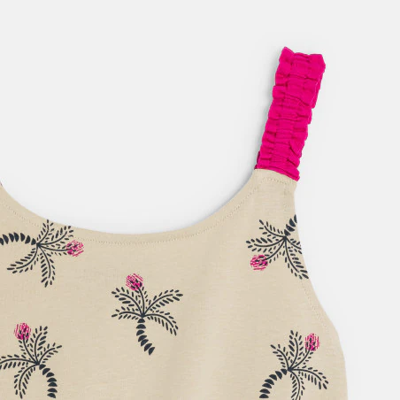 Girl's beige palm print playsuit