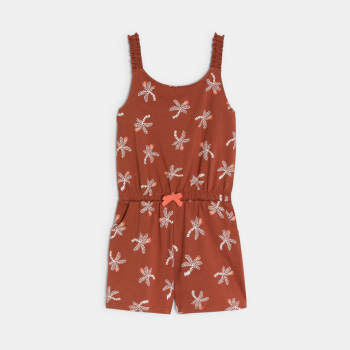 Girl's brown palm print playsuit