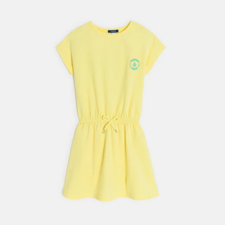 Girl's summer dress in jersey with yellow motif on the back