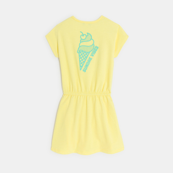 Girl's summer dress in jersey with yellow motif on the back