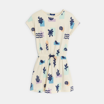 Robe estivale en jersey imprimé beige Fille