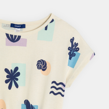 Girl's beige printed jersey summer dress