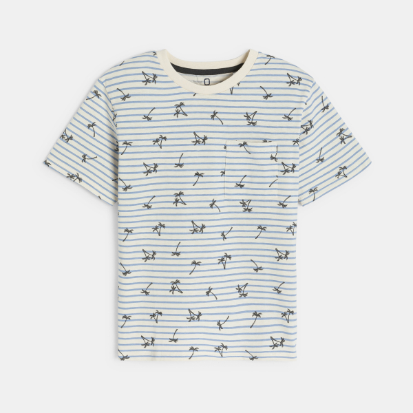 Boy's blue printed striped T-shirt