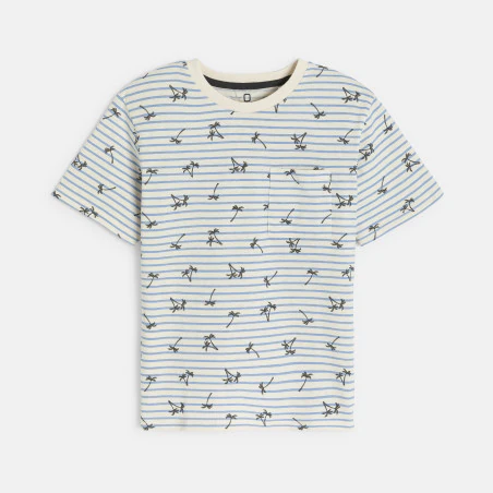 Boy's blue printed striped T-shirt