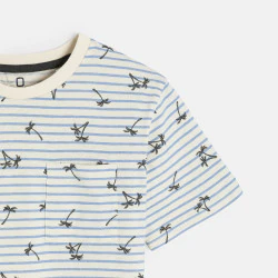 Boy's blue printed striped...