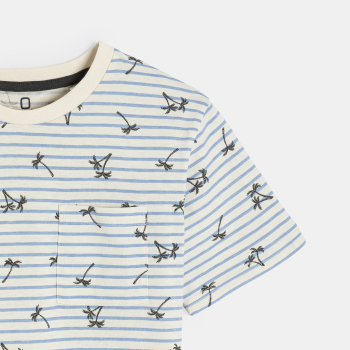 T-shirt rayé imprimé bleu Garçon
