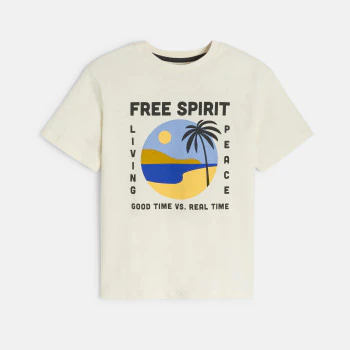 T-shirt manches courtes motif placé blanc Garçon