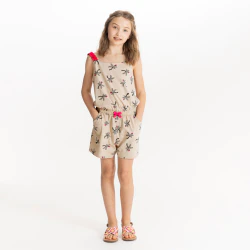 Combishort imprimé palmier beige Fille