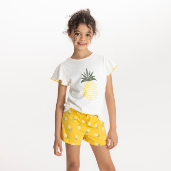 Girl's yellow pineapple pyjama shorts