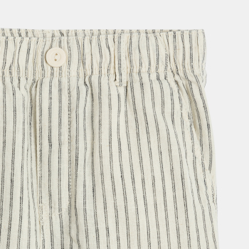 Boy's beige striped linen Bermuda shorts