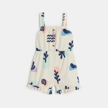 Combi courte à bretelles blanc bébé fille